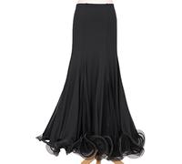 EFLAL Gonna da Ballo da Sala da Donna Altalena Lunga Concorso di Valzer Standard Moderno Abito da Ballo Danza del Ventre Gonne oscillanti da Tango Latino,Nero,XL