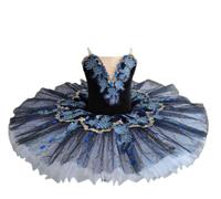 EFLALYHG Abito da Ballo in Pizzo con tutù per Ragazze, Gara di Pancake tutù | Abito ricamato, senza maniche, per concorso di costumi da ballerina per il Lago dei Cigni