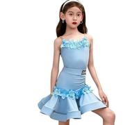 EFLALYHG Abito da Ballo Latino per Bambine, Completo da Gara di Salsa e Rumba per esibizioni, Balli da Sala e Feste