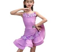 EFLALYHG Abito da Ballo Latino per Bambine, Completo da Gara di Salsa e Rumba per esibizioni, Balli da Sala e Feste