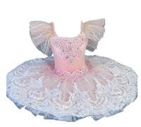 EFLALYHG Abito da Ballo per Bambine con tutù, tutù a Pancake, Costume da Gara di Danza del Piccolo Cigno,Rosa,160