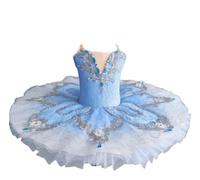 EFLALYHG Abito da Ballo per Bambine, Stile Lago dei Cigni, con Spalline, Ricami, Body da Ginnastica tutù Costume da Ballo, Abbigliamento da Competizione per Ballerine,Blue1,130