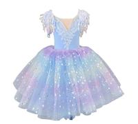 EFLALYHG Abito Lungo da Ballo per Bambina con tutù, Completo da Ginnastica Senza Maniche per Bambina Canotta e Gonna Costume da Ballerina per Pattinaggio e Spettacolo,A1,130