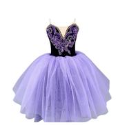 EFLALYHG Abito Lungo da Ballo per Bambina con tutù, Completo da Ginnastica Senza Maniche per Bambina Canotta e Gonna Costume da Ballerina per Pattinaggio e Spettacolo,J,120