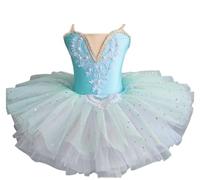 EFLALYHG Abito tutù da Balletto per Bambine, Body da Ballo in Spandex e Cotone, Gonna da Competizione di Danza, Completo da Ballerina,Verde,140