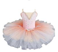 EFLALYHG Abito tutù da Balletto per Bambine, Body da Ballo in Spandex e Cotone, Gonna da Competizione di Danza, Completo da Ballerina,Rosa,130