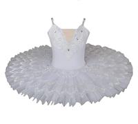 EFLALYHG Costume da Ballerina per Bambine, Body da Ballo in Tulle Ricamato Gonna da Ballerina Modello Il Lago dei cigni,Bianca,110