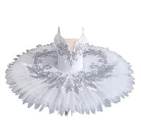 EFLALYHG Costume da Ballerina per Bambine, Body da Ballo in Tulle Ricamato Gonna da Ballerina Modello Il Lago dei cigni,White 1,150