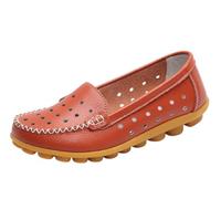 EFLALYHG Mocassini da Donna in Pelle Traforata, Comodi, Casual con Punta Tonda Scarpe Basse da Guida morbide da Passeggio da Barca Taglie Forti 35-44,Arancia,38 EU