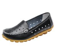 EFLALYHG Mocassini da Donna in Pelle Traforata, Comodi, Casual con Punta Tonda Scarpe Basse da Guida morbide da Passeggio da Barca Taglie Forti 35-44,Nero,37 EU