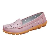 EFLALYHG Mocassini da Donna in Pelle Traforata, Comodi, Casual con Punta Tonda Scarpe Basse da Guida morbide da Passeggio da Barca Taglie Forti 35-44,Rosa,38 EU