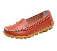 EFLALYHG Mocassini da Donna in Pelle Traforata, Comodi, Casual con Punta Tonda Scarpe Basse da Guida morbide da Passeggio da Barca Taglie Forti 35-44,Orange1,37 EU