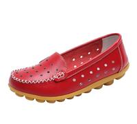 EFLALYHG Mocassini da Donna in Pelle Traforata, Comodi, Casual con Punta Tonda Scarpe Basse da Guida morbide da Passeggio da Barca Taglie Forti 35-44,Rosso,42 EU