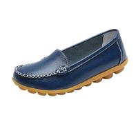 EFLALYHG Mocassini da Donna in Pelle Traforata, Comodi, Casual con Punta Tonda Scarpe Basse da Guida morbide da Passeggio da Barca Taglie Forti 35-44,Blue1,40 EU