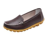 EFLALYHG Mocassini da Donna in Pelle Traforata, Comodi, Casual con Punta Tonda Scarpe Basse da Guida morbide da Passeggio da Barca Taglie Forti 35-44,Brown1,39 EU