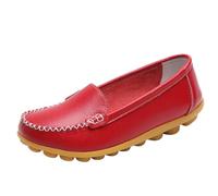 EFLALYHG Mocassini da Donna in Pelle Traforata, Comodi, Casual con Punta Tonda Scarpe Basse da Guida morbide da Passeggio da Barca Taglie Forti 35-44,Red 1,40 EU