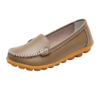 EFLALYHG Mocassini da Donna in Pelle Traforata, Comodi, Casual con Punta Tonda Scarpe Basse da Guida morbide da Passeggio da Barca Taglie Forti 35-44,Khaki1,43 EU