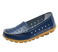 EFLALYHG Mocassini da Donna in Pelle Traforata, Comodi, Casual con Punta Tonda Scarpe Basse da Guida morbide da Passeggio da Barca Taglie Forti 35-44,Blu,37 EU