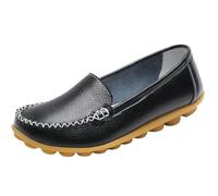 EFLALYHG Mocassini da Donna in Pelle Traforata, Comodi, Casual con Punta Tonda Scarpe Basse da Guida morbide da Passeggio da Barca Taglie Forti 35-44,Black1,42 EU