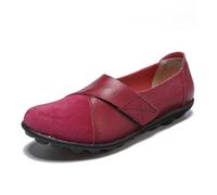 EFLALYHG Mocassini da Donna in PU+camoscio, Comodi Mocassini Casual con Punta Tonda, Scarpe da Guida, morbide Scarpe da Passeggio e da Barca,Dark Red,35 EU