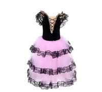EFLALYHG Rosa,160, Vestito da Ballo per Bambina Vestito da Flamenco Spagnolo per Bambini Costumi da Competizione per Feste in Maschera