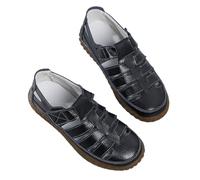 EFLALYHG Sandali in Pelle da Donna, Sandali da Spiaggia ortopedici Piatti con Plateau Stile retrò Scarpe da Passeggio Romane con Fori Cavi,Nero,39 EU