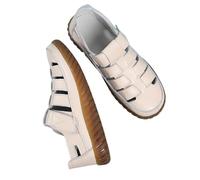 EFLALYHG Sandali in Pelle da Donna, Sandali da Spiaggia ortopedici Piatti con Plateau Stile retrò Scarpe da Passeggio Romane con Fori Cavi,Beige,41 EU