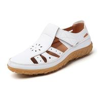 EFLALYHG Sandali ortopedici da Donna, Scarpe Romane Casual Antiscivolo, Sandali Estivi da Spiaggia in Pelle da Gladiatore Sportivi all'aperto,Bianca,44 EU