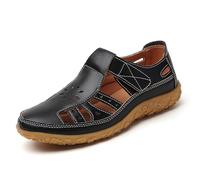 EFLALYHG Sandali ortopedici da Donna, Scarpe Romane Casual Antiscivolo, Sandali Estivi da Spiaggia in Pelle da Gladiatore Sportivi all'aperto,Nero,44 EU
