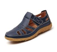 EFLALYHG Sandali ortopedici da Donna, Scarpe Romane Casual Antiscivolo, Sandali Estivi da Spiaggia in Pelle da Gladiatore Sportivi all'aperto,Blu,36 EU