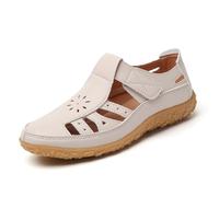 EFLALYHG Sandali ortopedici da Donna, Scarpe Romane Casual Antiscivolo, Sandali Estivi da Spiaggia in Pelle da Gladiatore Sportivi all'aperto,Beige,40 EU