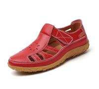 EFLALYHG Sandali ortopedici da Donna, Scarpe Romane Casual Antiscivolo, Sandali Estivi da Spiaggia in Pelle da Gladiatore Sportivi all'aperto,Rosso,36 EU