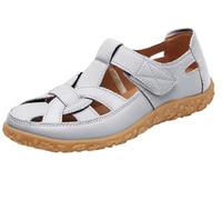 EFLALYHG Sandali ortopedici in Pelle da Donna, Sandali Romani Casual Antiscivolo, Scarpe da Gladiatore estive Casual con Fori Cavi per Le Vacanze in Spiaggia,Argento,35 EU