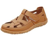 EFLALYHG Sandali ortopedici in Pelle da Donna, Sandali Romani Casual Antiscivolo, Scarpe da Gladiatore estive Casual con Fori Cavi per Le Vacanze in Spiaggia,Light Brown,42 EU