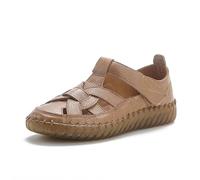 EFLALYHG Sandali ortopedici Piatti da Donna, Scarpe Romane Casual Antiscivolo, Sandali Estivi da Spiaggia per Camminare all'aperto con Punta Chiusa,Giallo,37 EU