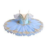 EFLALYHG tutù da Balletto Professionale per Ragazze, Piatto di Pancake tutù da Ballerina Abito da Festa per Bambini, Costume da Gara di Danza Classica,Blue 1,110