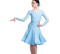 EFLALYHG Vestito da Ballo Latino per Ragazze, per Feste di Compleanno o Travestimenti da Ballo Rumba cha cha Samba Tango Costume da Competizione,Blu,120