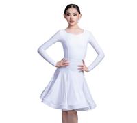 EFLALYHG Vestito da Ballo Latino per Ragazze, per Feste di Compleanno o Travestimenti da Ballo Rumba cha cha Samba Tango Costume da Competizione,Bianca,120