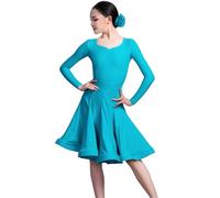 EFLALYHG Vestito da Ballo Latino per Ragazze, per Feste di Compleanno o Travestimenti da Ballo Rumba cha cha Samba Tango Costume da Competizione,Blue 2,160
