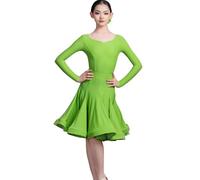 EFLALYHG Vestito da Ballo Latino per Ragazze, per Feste di Compleanno o Travestimenti da Ballo Rumba cha cha Samba Tango Costume da Competizione,Light Green,120