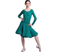 EFLALYHG Vestito da Ballo Latino per Ragazze, per Feste di Compleanno o Travestimenti da Ballo Rumba cha cha Samba Tango Costume da Competizione,Verde,140
