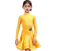 EFLALYHG Vestito da Ballo Latino Professionale per Bambine, per Samba, Tango, Salsa, Abbigliamento da Ballo, Abbigliamento da Competizione per Balli da Sala,Yellow 1,130
