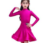 EFLALYHG Vestito da Ballo Latino Professionale per Bambine, per Samba, Tango, Salsa, Abbigliamento da Ballo, Abbigliamento da Competizione per Balli da Sala,Rose Red 1,120
