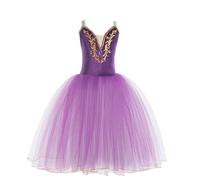 EFLALYHG Vestito Lungo da Balletto per Bambine Abbigliamento per spettacoli Danza per Bambini Costume Balletto Il Lago dei cigni Body da Ginnastica Gonna Professionale per Danza del Ventre,Viola,140