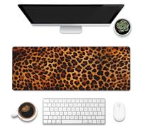 Eflxamz Grande tappetino per mouse da gioco, stampa leopardata, macchie animali, grande tastiera per computer con base antiscivolo e bordo cucito, 80 x 30 cm