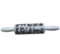 efo Mattarello in rilievo con design inciso, rullo decorativo per impasto, accessori da forno per torte per realizzare torte e ceramiche uniche, mattarello splendidamente fatto a mano, 24 cm (gatti)