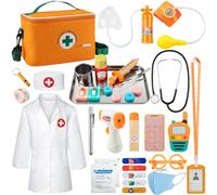 EFO SHM Kit Dottoressa Bambina, Valigetta Dottore Bambini, Con Camice da Medico, Cappello da Medico e Un Vero Stetoscopio, Giochi Educativi 3 Anni, Giochi Bambini Bambina 3 4 5 6 Anni