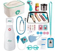 EFO SHM Valigetta Dottore Bambini Legno, Attrezzo Medico Giocattolo Borsa Dottore Gioco Stetoscopio vero Attrezzi da Dottoressa 3 4 5 Anni