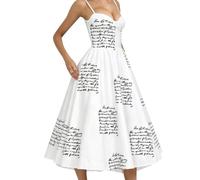EFOFEI Donna Abito Senza Maniche Flowy Abiti A Scollo V Lettere Bianche XL