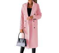 EFOFEI Donna Cappotto Trench Invernale Con Tasche Cappotti Lunghi Eleganti Tinta Unita Giacca Lunga Aderente Da Appuntamento Rosa L